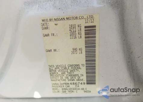 2013 Nissan Altima 2.5 Sl from USA, damaged, VIN 1N4AL3AP9DN486749
